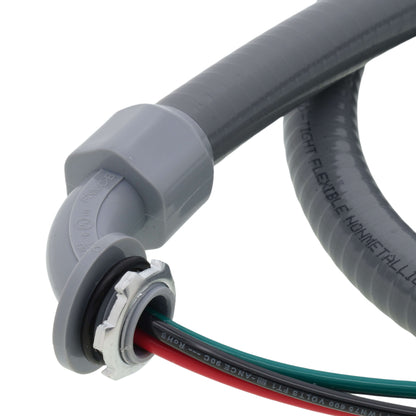 3/4" x 6' 8/2 Gray Ultra-Whip Liquidtight Flexible Non-Metallic PVC Conduit Cable Whip